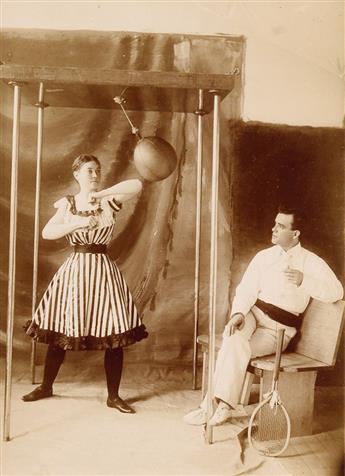 (BOXING) A set of 4 photographs of Belle Gordon, Champion Lady Bag Puncher of the World.